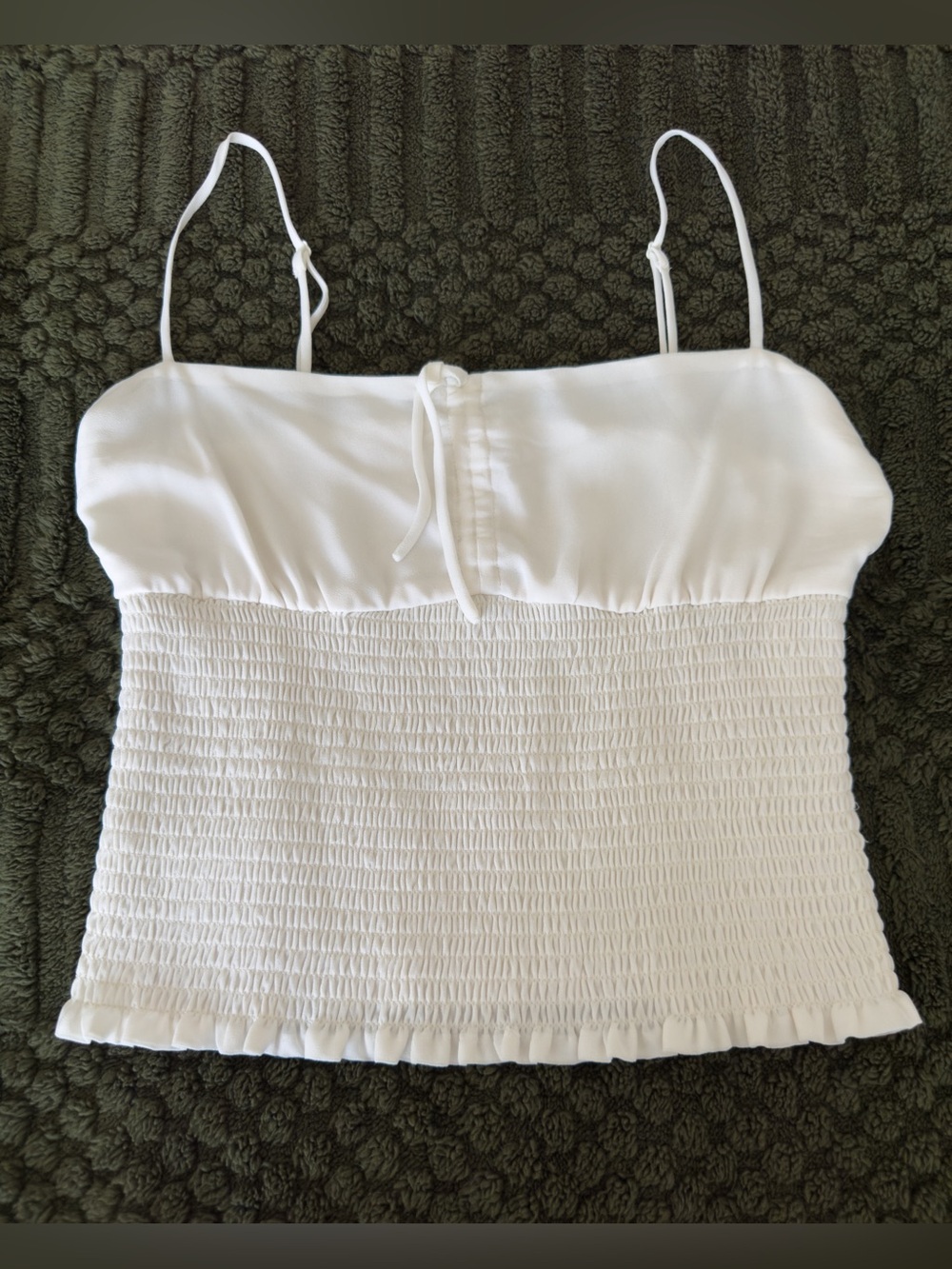 Aritzia Wilfred White Smocked Cami Top